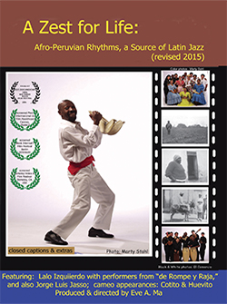 DVD cover, "A Zest for Life: Afro-Peruvian Rhythms, a Source of Latin Jazz"