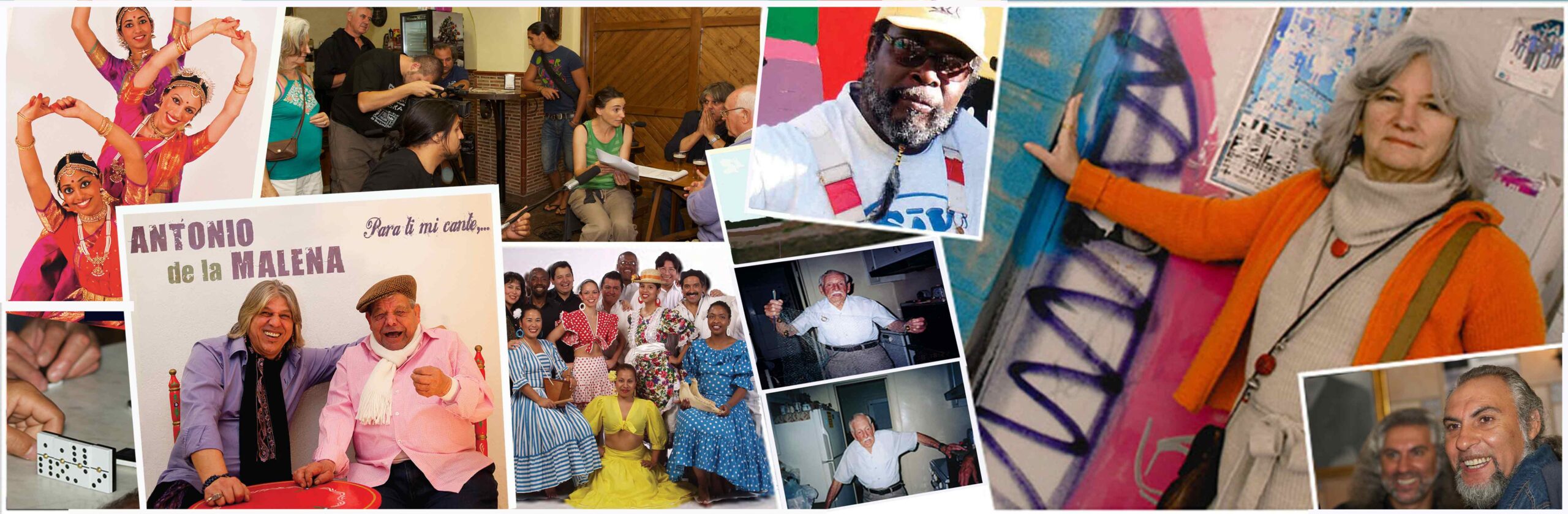 This banner illustrates some of the arts and diversity that are the focus of our work.