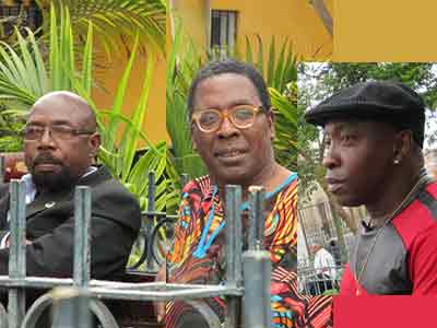 the three stars - Lalo Izquierdo, Cotito and Huevito in a park in Lima